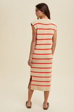 Ecru/Poppy Striped Muscle Tank Sweater Midi Dress