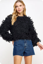 Black Knitted Fringe Shaggy Sweater