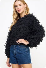 Black Knitted Fringe Shaggy Sweater