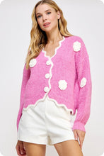 Pink/Off White Camellia Cardigan Sweater