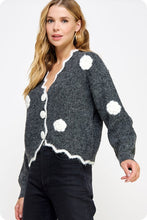 Black Charcoal/Off Camellia Cardigan Sweater