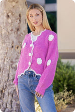 Pink/Off White Camellia Cardigan Sweater