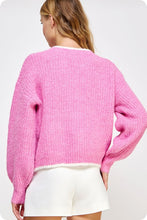 Pink/Off White Camellia Cardigan Sweater