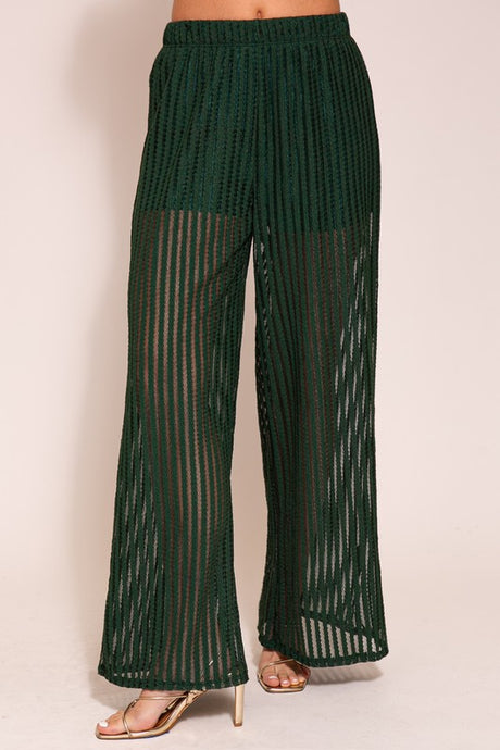 Hunter Green Set-Vacay Poly Lace Pants