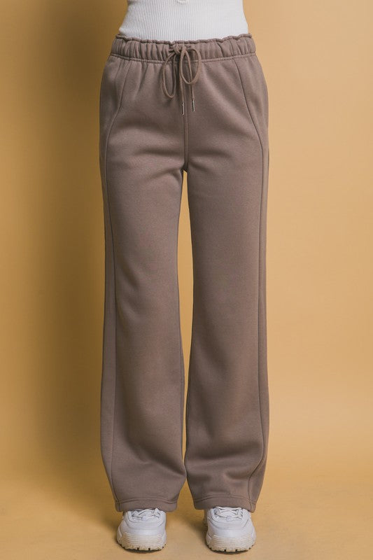 Mocha Elastic Waistband Sweatpants