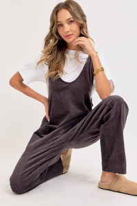 Charcoal Corduroy Overall Jumpsuit