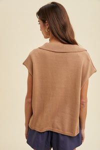 Camel Collared Muscle Tank Sweater