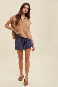 Camel Collared Muscle Tank Sweater