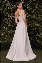 Off White A-Line Chiffon Bridal Gown With Removable Cape