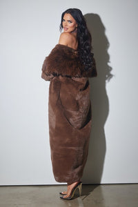 Brown Luxe Fur Maxi Coat