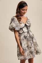 Ecru Puff Sleeve Floral Mini Dress