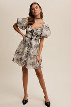 Ecru Puff Sleeve Floral Mini Dress