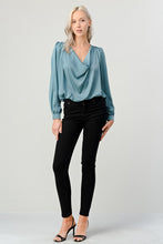 Skyblue Satin Draping Blouse