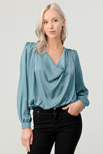 Skyblue Satin Draping Blouse