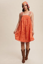 Coral Romantic Embroidered Overall Dress