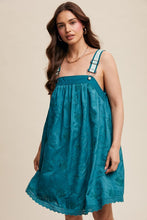 Teal Green Romantic Embroidered Overall Dress