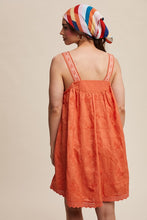 Coral Romantic Embroidered Overall Dress