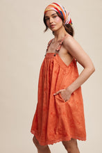 Coral Romantic Embroidered Overall Dress