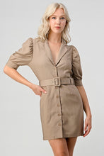 Camel Belted Strech Dress