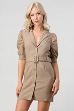 Camel Belted Strech Dress