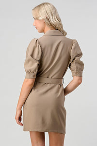 Camel Belted Strech Dress