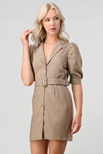 Camel Belted Strech Dress