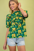 Green Mock Neck Blouse