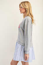 Glacier Grey USA Long Sleeve Striped Mini Dress