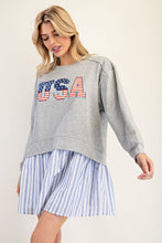 Glacier Grey USA Long Sleeve Striped Mini Dress