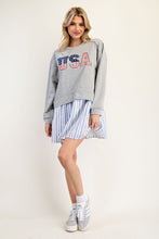 Glacier Grey USA Long Sleeve Striped Mini Dress