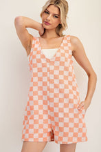 Peach Fuzz Soft Washed Checker Print Romper