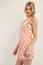 Peach Fuzz Soft Washed Checker Print Romper