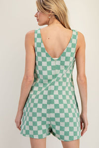 Evergreen Soft Washed Checker Print Romper