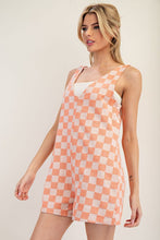 Peach Fuzz Soft Washed Checker Print Romper