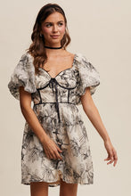 Ecru Puff Sleeve Floral Mini Dress