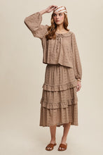 Taupe Boho Lace Tiered Maxi Skirt Set