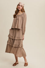 Taupe Boho Lace Tiered Maxi Skirt Set