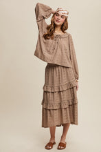 Taupe Boho Lace Tiered Maxi Skirt Set