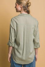 Sage Roll-Up Sleeve Linen-Blend Shirt