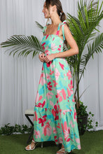 Blue Shoulder Strap Floral Printed Maxi Dress