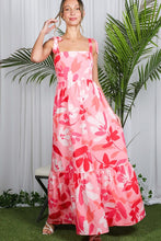 Pink Shoulder Strap Floral Printed Maxi Dress