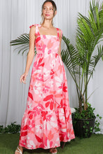 Pink Shoulder Strap Floral Printed Maxi Dress