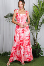 Pink Shoulder Strap Floral Printed Maxi Dress