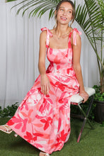 Pink Shoulder Strap Floral Printed Maxi Dress