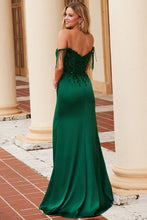 Emerald Fringed Off Shoulder Bead Sequin Embellished Dress