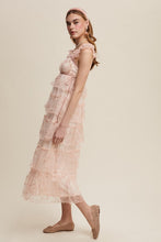 Mute Pink Delicate Floral Embroidered Lace Maxi Dress