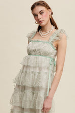 Mint Delicate Floral Embroidered Lace Maxi Dress