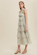 Mint Delicate Floral Embroidered Lace Maxi Dress