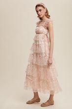 Mute Pink Delicate Floral Embroidered Lace Maxi Dress