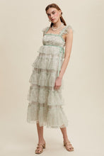 Mint Delicate Floral Embroidered Lace Maxi Dress